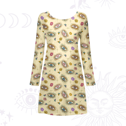 Purplehecate Evil Eye Pattern Beachwear Cover-Up Dress