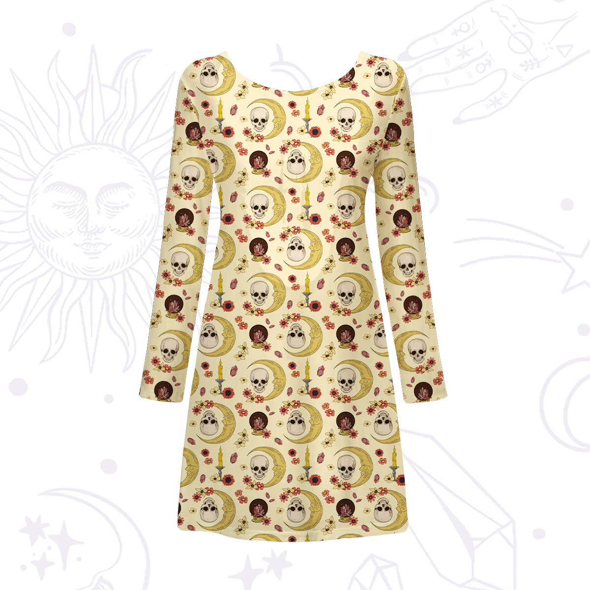 Purplehecate Sorcerer's Skull Beachwear Cover-Up Dress