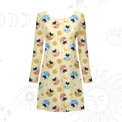 Purplehecate Magical Black Cat Beachwear Cover-Up Dress