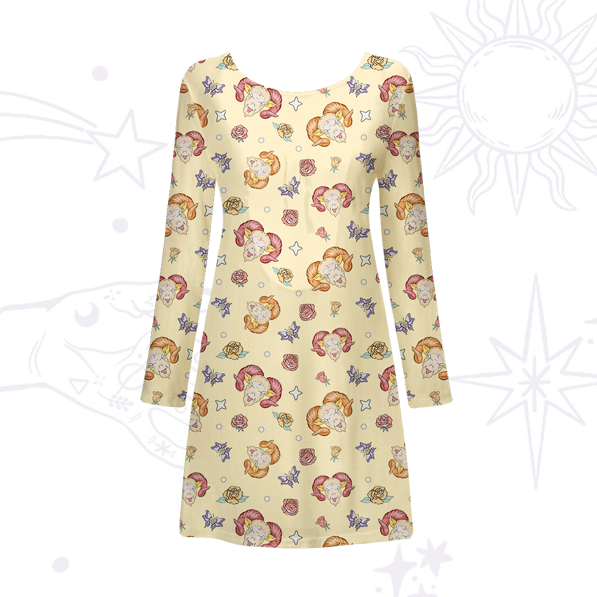 Purplehecate Aries Spirit Zodiac Beachwear Cover-Up Dress