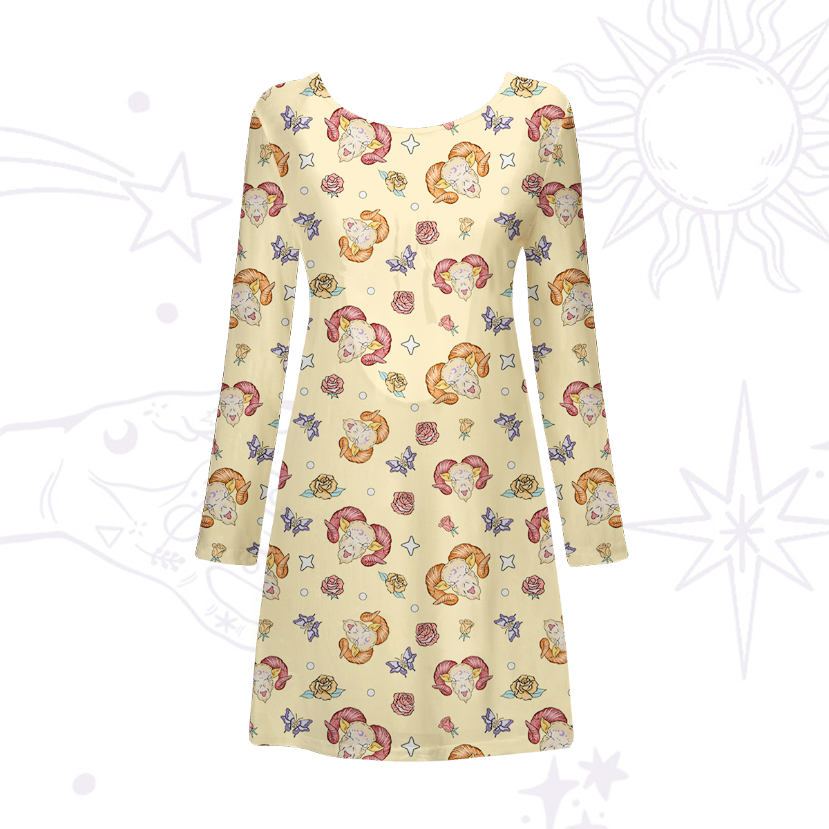 Purplehecate Aries Spirit Zodiac Beachwear Cover-Up Dress