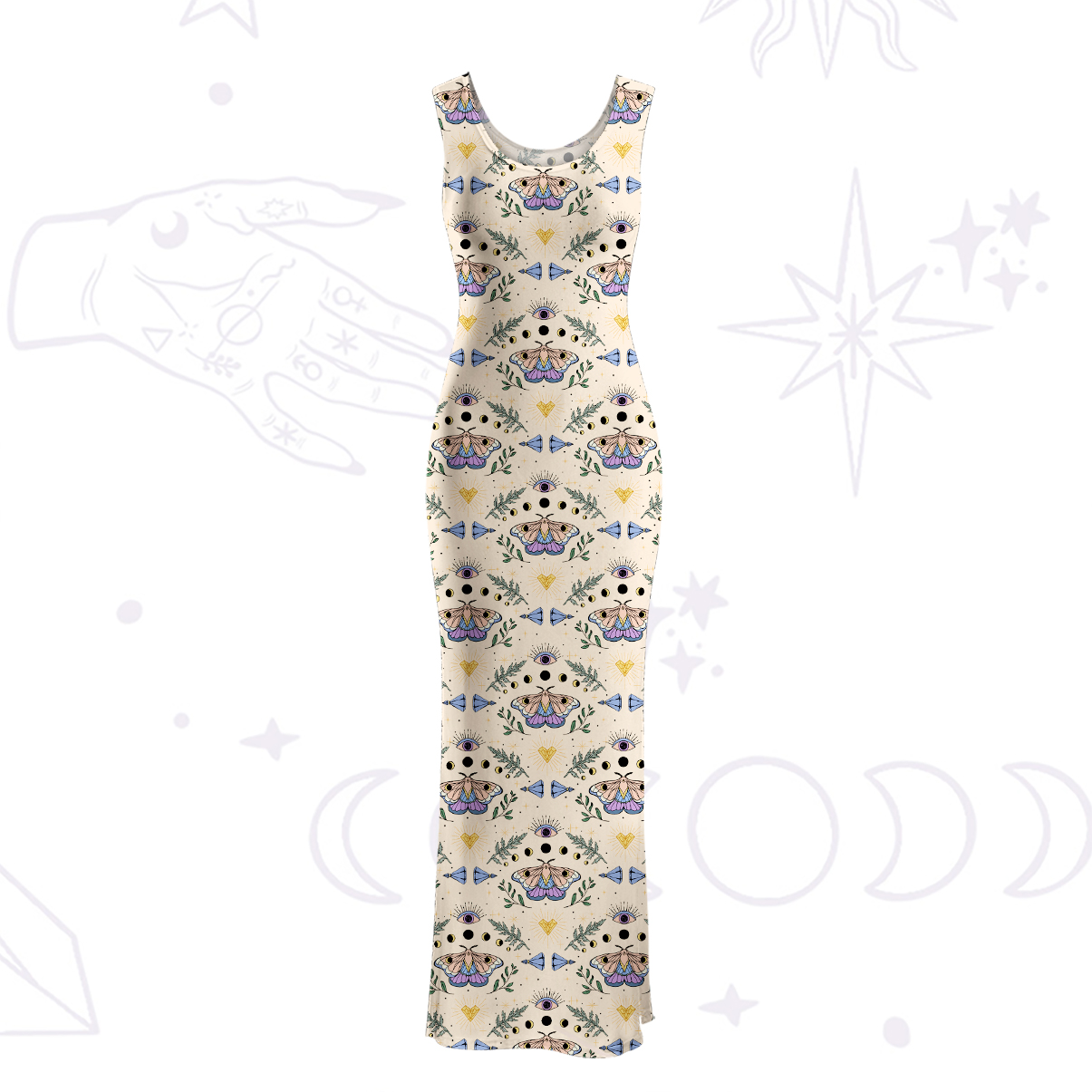 Purplehecate Luna Moth Witch Maxi Tank Beachwear Dress