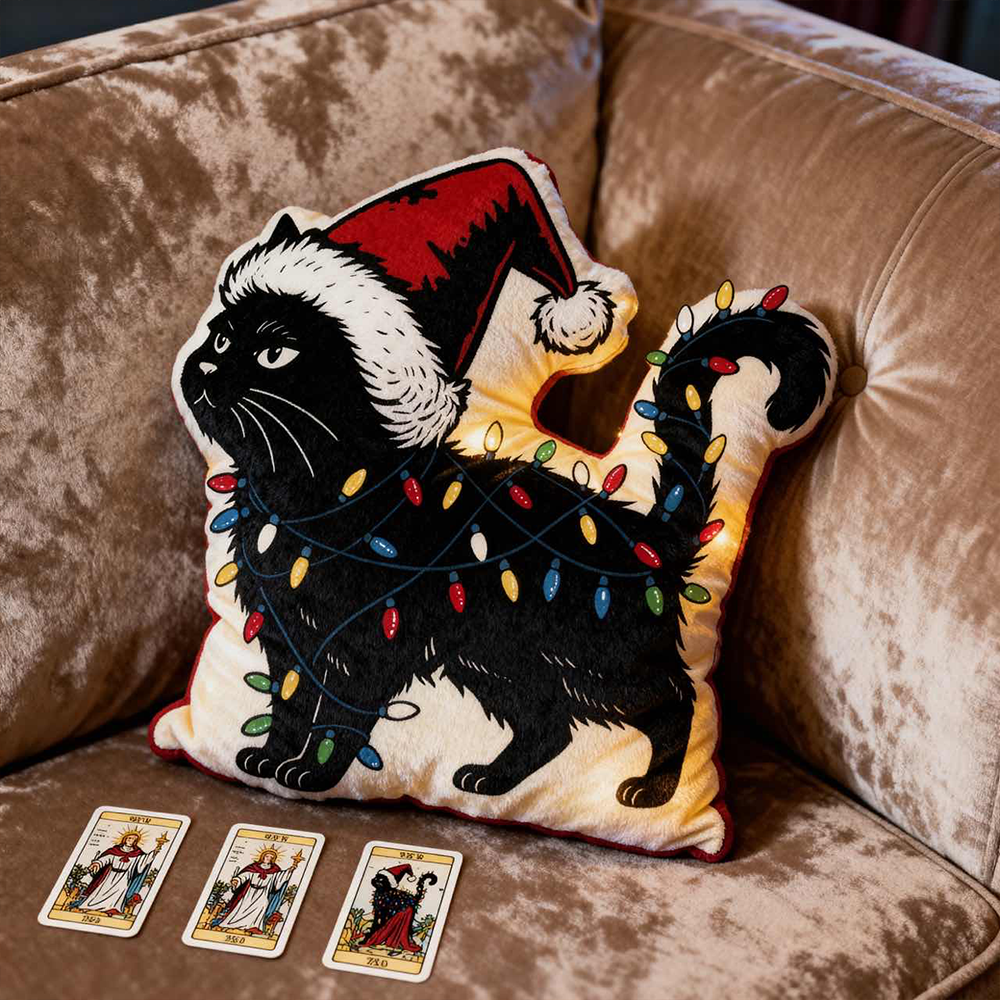 Purplehecate Cute Cat Christmas Pillow