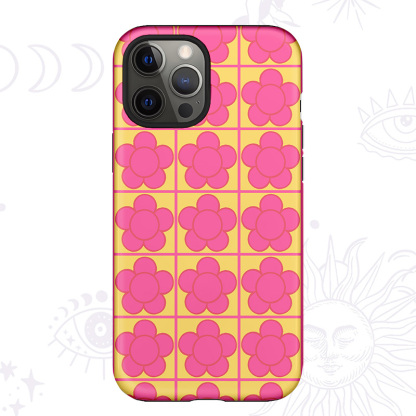 Purplehecate Bubble Flower Checkered Phone Case