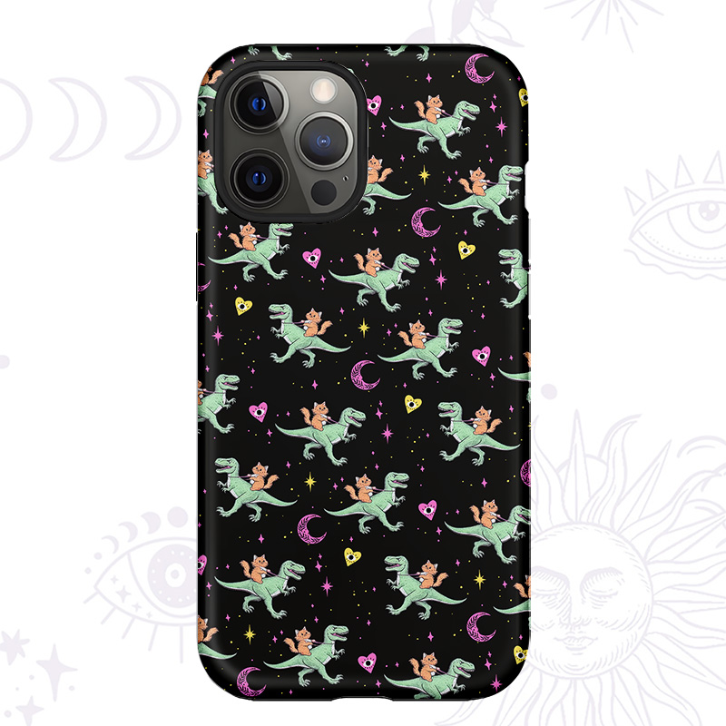 Purplehecate Witch Cat Rides the Dino Phone Case