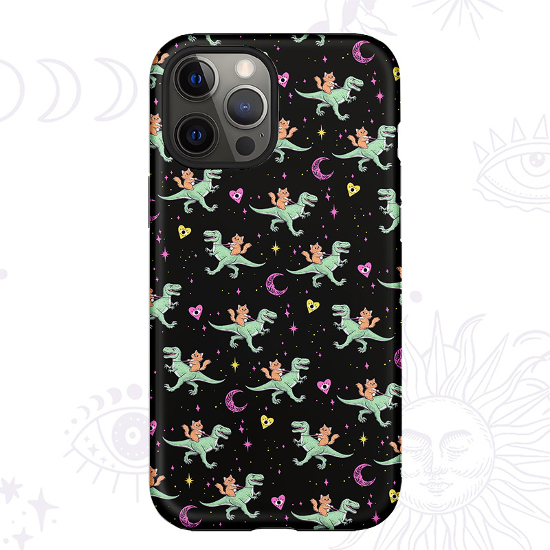Purplehecate Witch Cat Rides the Dino Phone Case