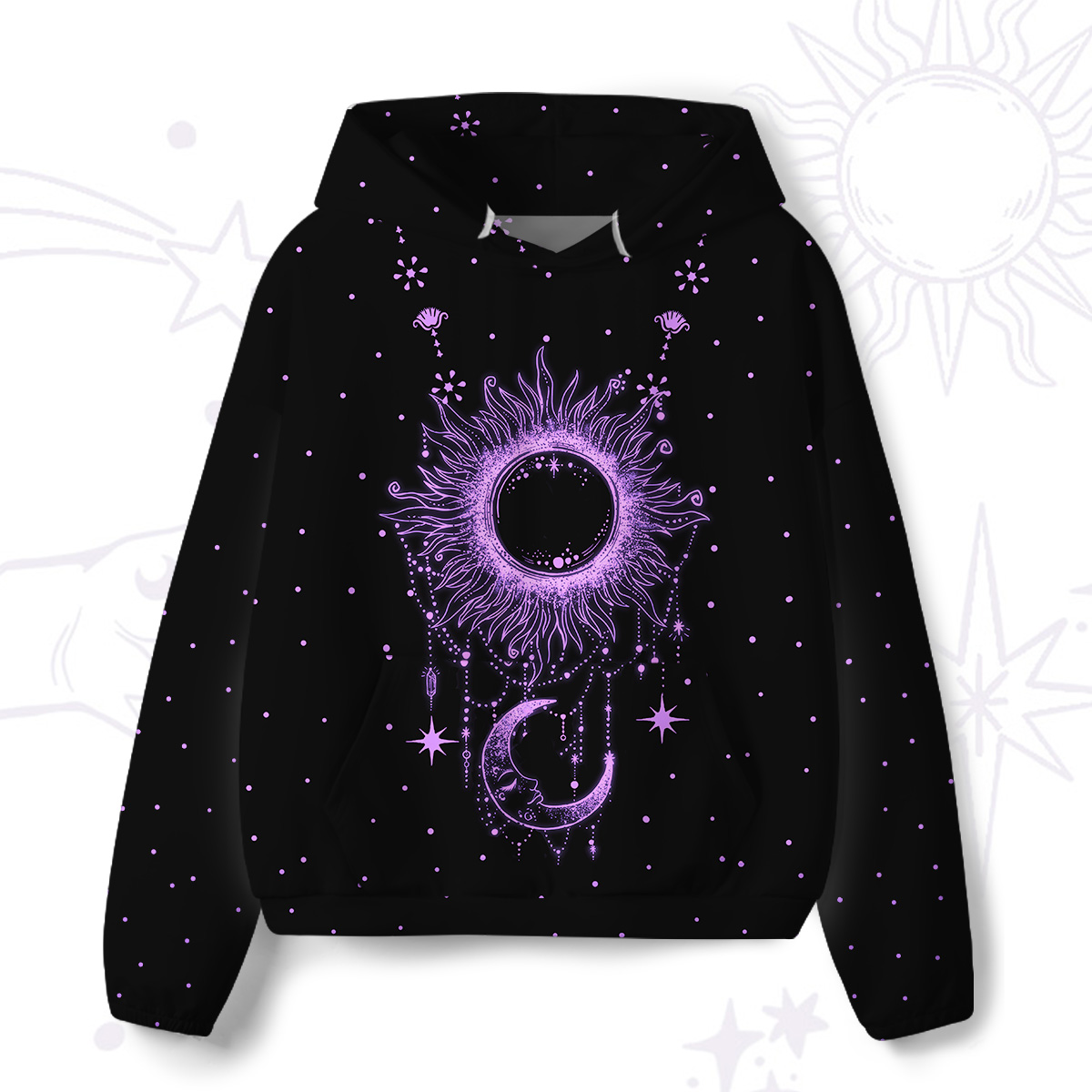 Purplehecate Radiance Of Sun And Moon All-Over Print Hoodie
