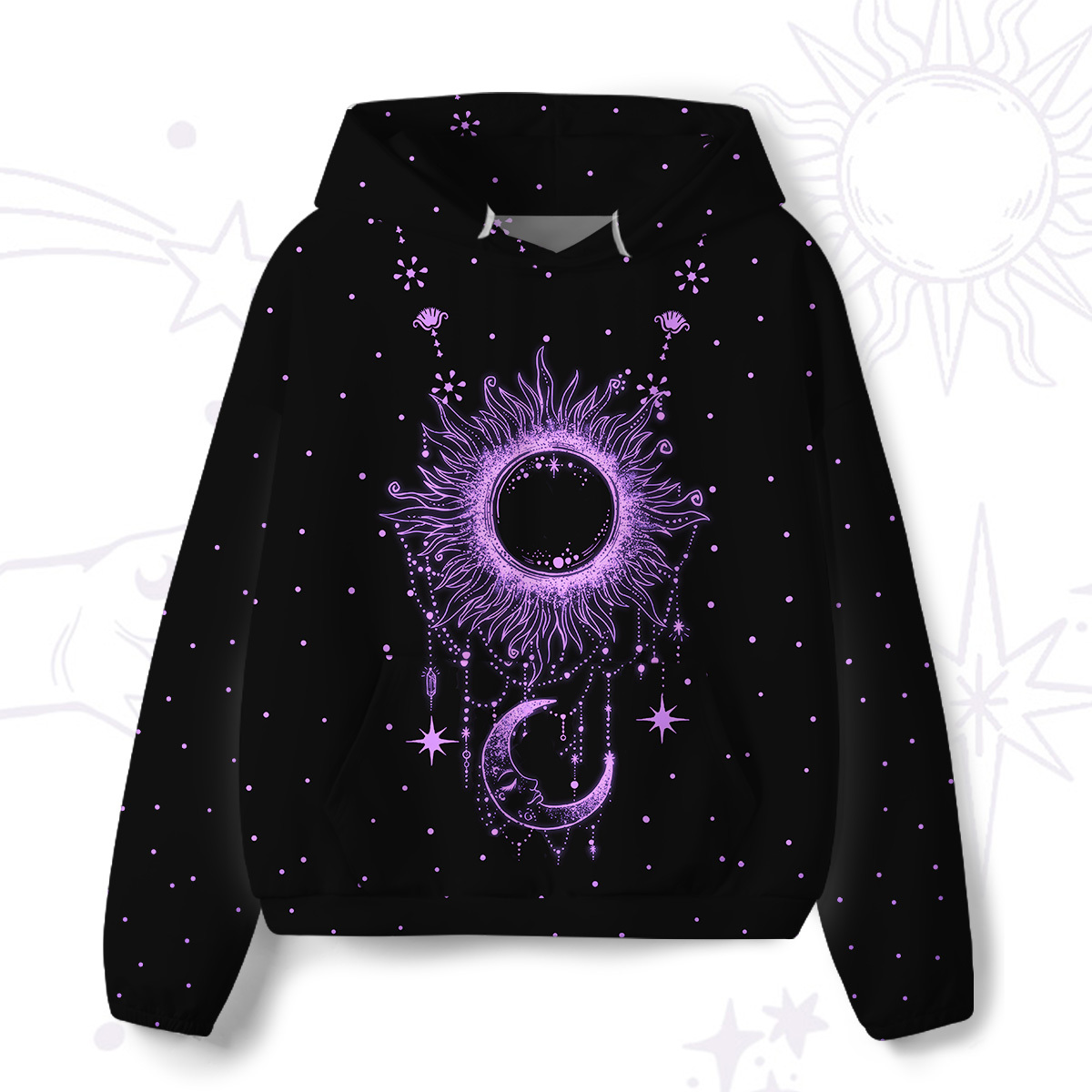 Purplehecate Radiance Of Sun And Moon All-Over Print Hoodie