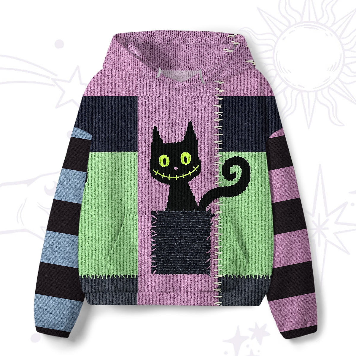 Purplehecate Monster Black Cat All-Over Print Hoodie