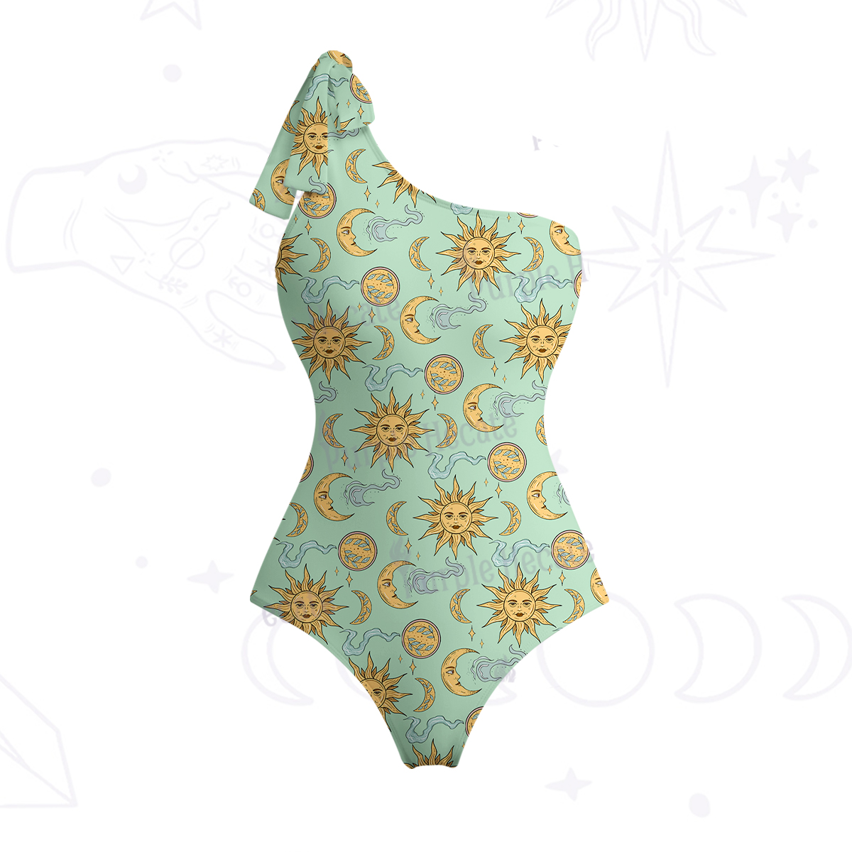 Purplehecate Magic of Sun and Moon One-Shoulder One-Piece Swimsuit