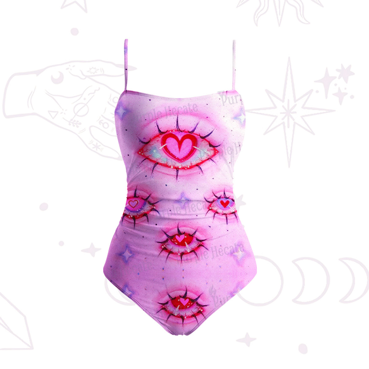 Purplehecate Mystic Love-Eye Slim-Strap Swimsuit