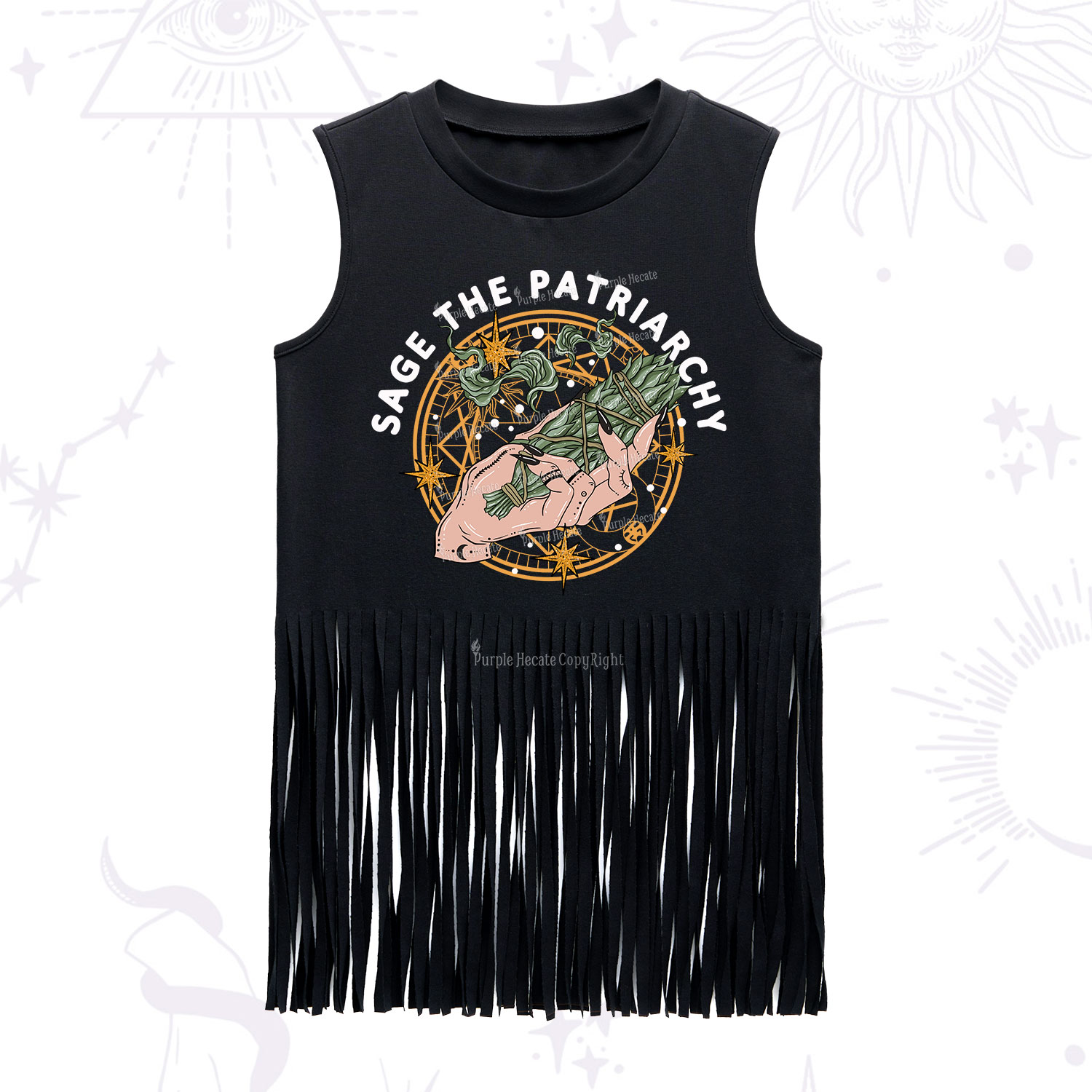 Purplehecate Sage The Patriarchy Fringe Tank Top