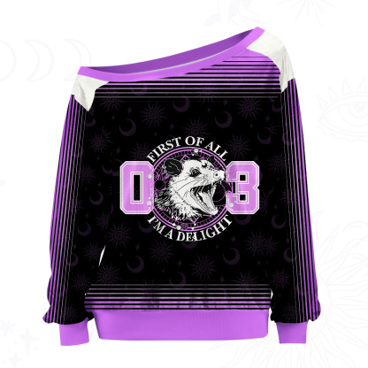 Purplehecate First Of All I'm A Delightful Opossum Off The Shoulder Graphic Jersey