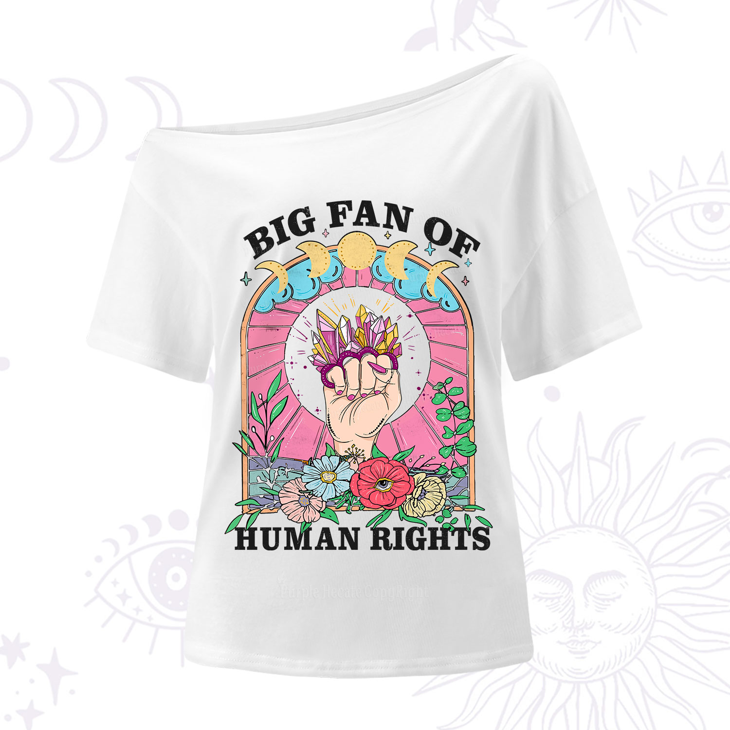 Purplehecate Big Fan of Human Rights One Shoulder T-Shirt