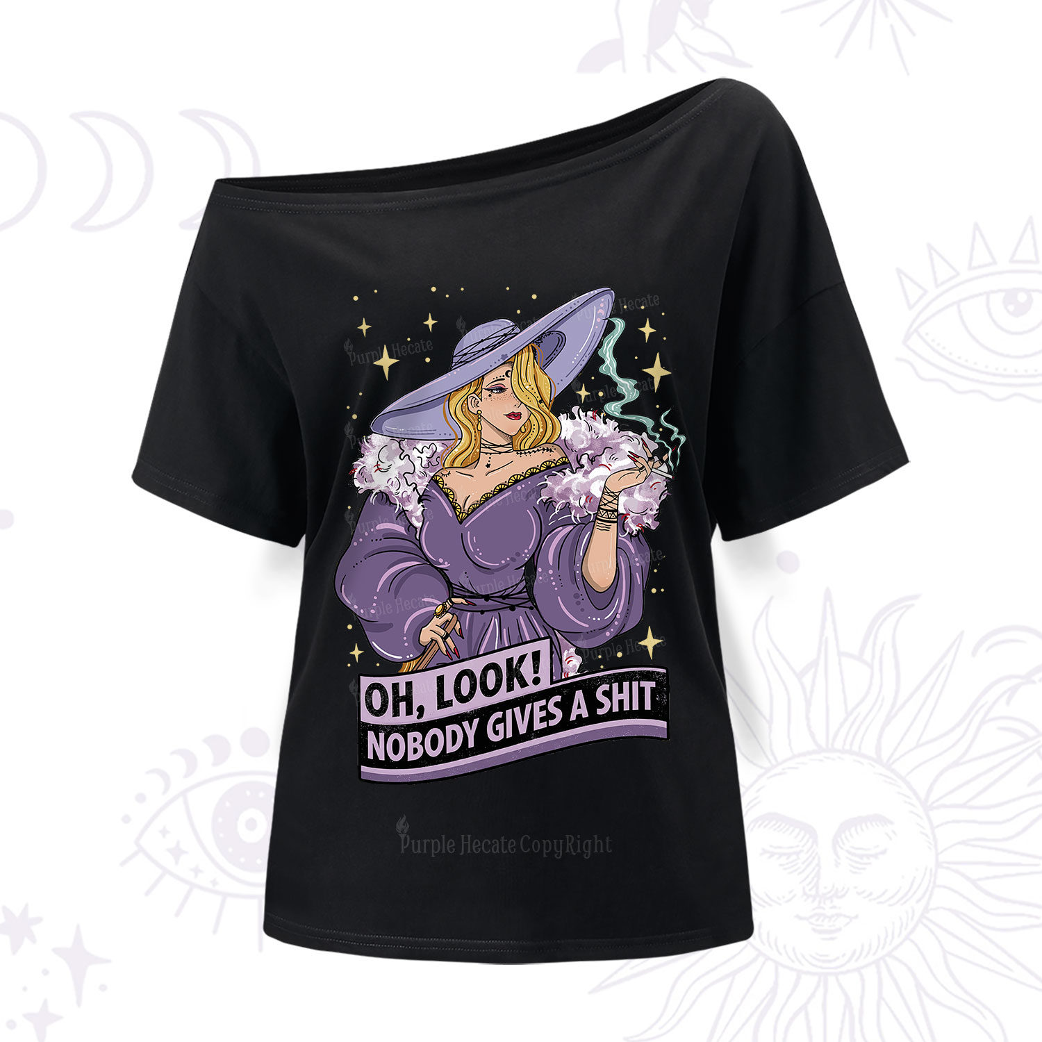 Purplehecate Oh Look Nobody Gives A Shit One Shoulder T-Shirt