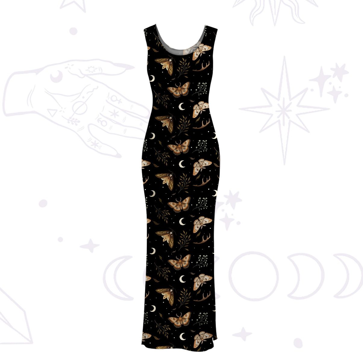 Purplehecate Moth Moon Mesh Maxi Tank Beach Dress