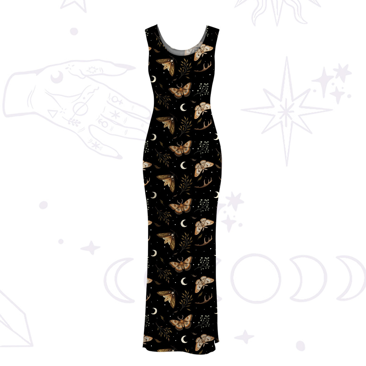 Purplehecate Moth Moon Mesh Maxi Tank Beach Dress