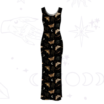 Purplehecate Moth Moon Mesh Maxi Tank Beach Dress