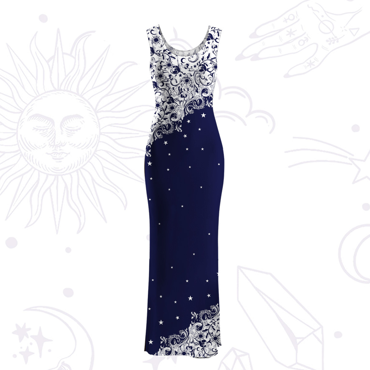 Purplehecate Midnight Star Mesh Maxi Tank Beach Dress