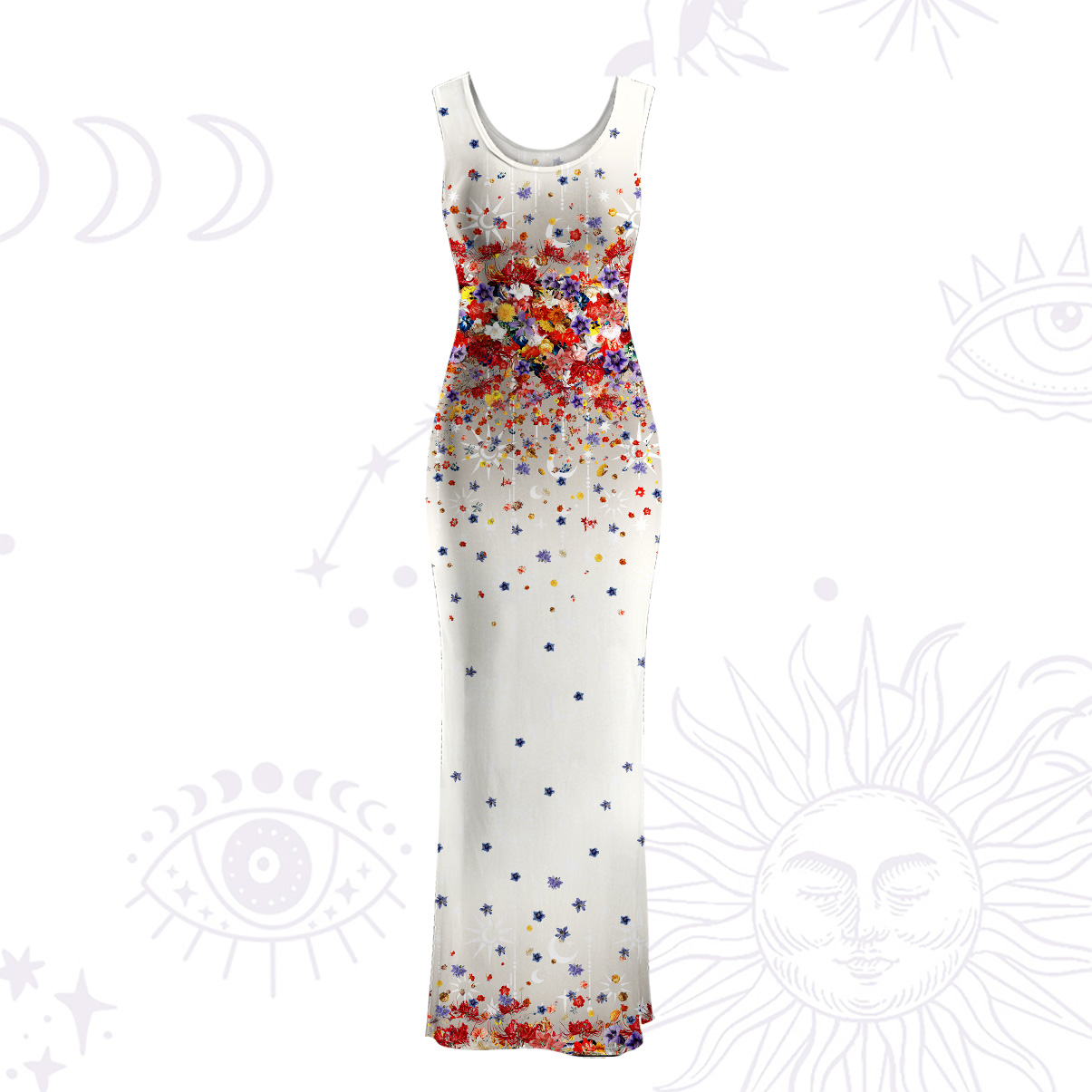 Purplehecate Spring Garden Mesh Maxi Tank Beach Dress