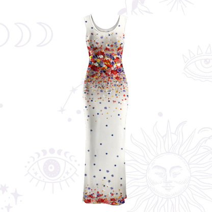 Purplehecate Spring Garden Mesh Maxi Tank Beach Dress