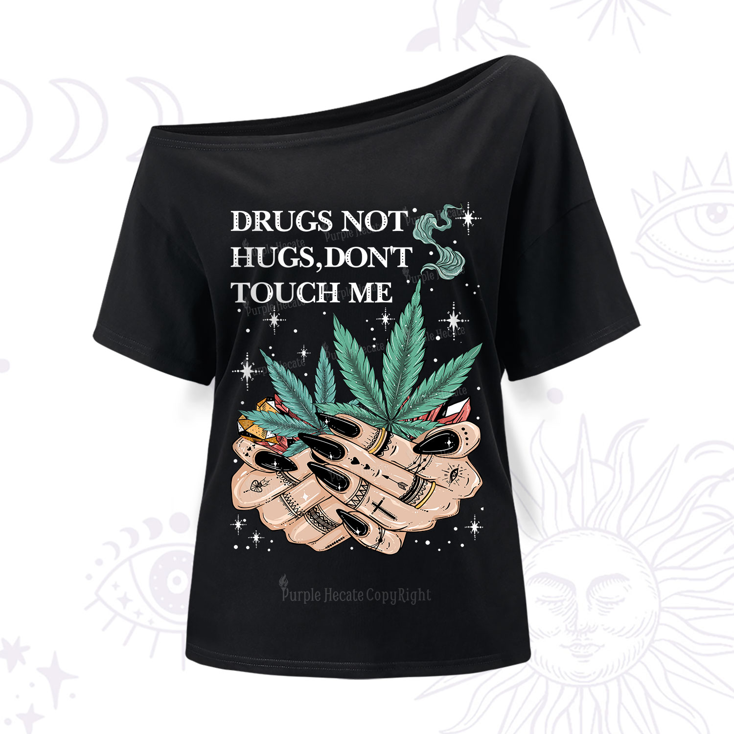 Purplehecate Drugs Not Hugs One Shoulder T-Shirt
