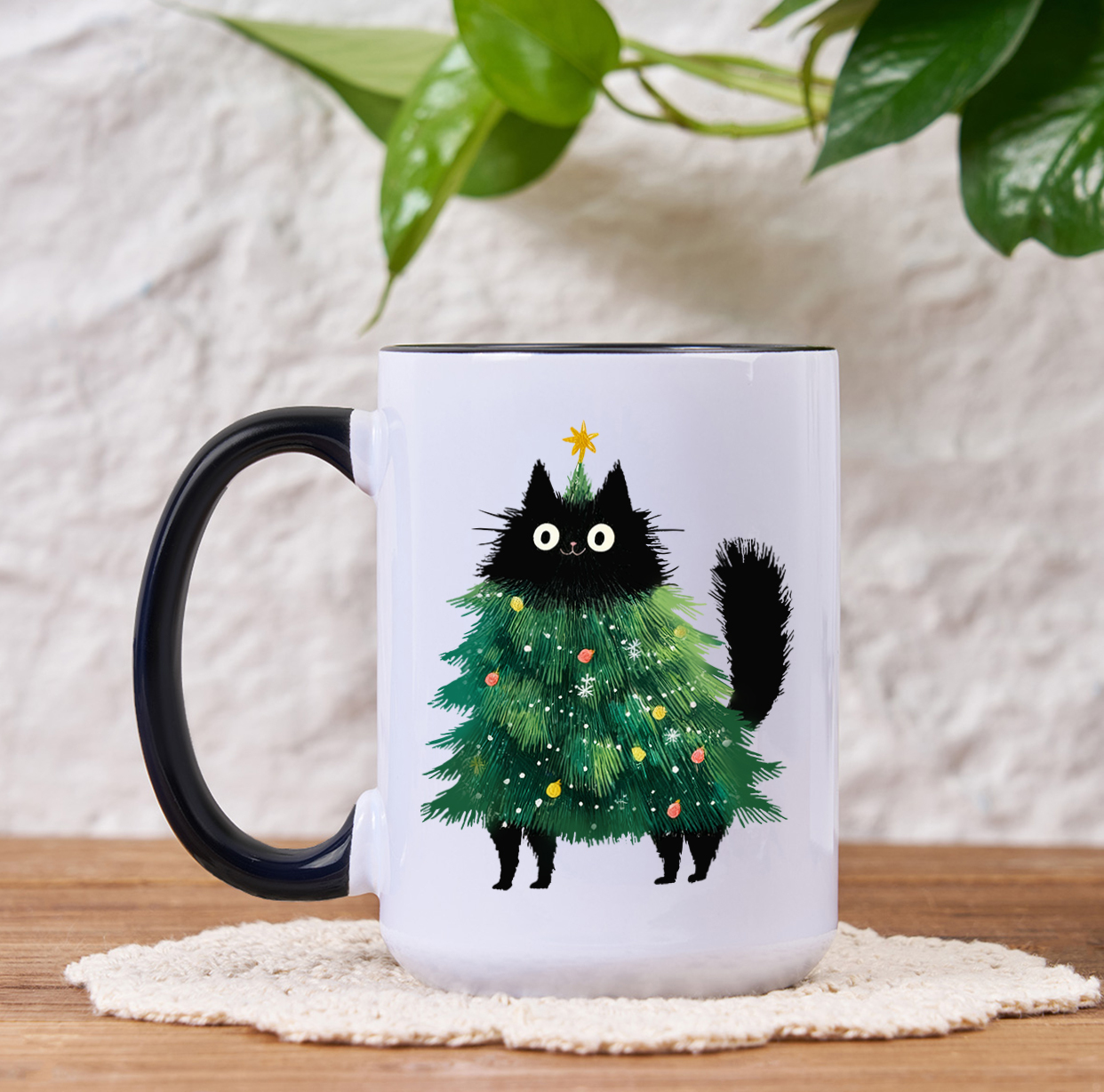 Purplehecate Black Cats Christmas Tree Christmas Mug