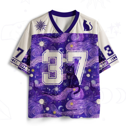 Purplehecate Mystic Cat Beneath the Cosmic Veil Mesh Jersey