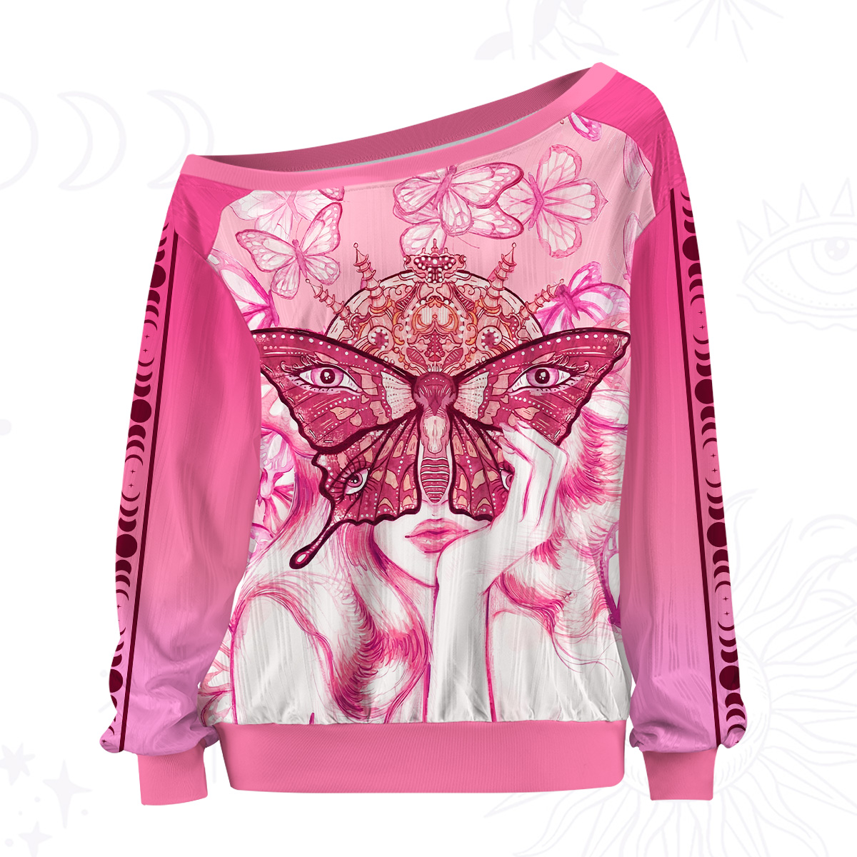 Purplehecate Butterfly Witchy Off The Shoulder Graphic Jersey