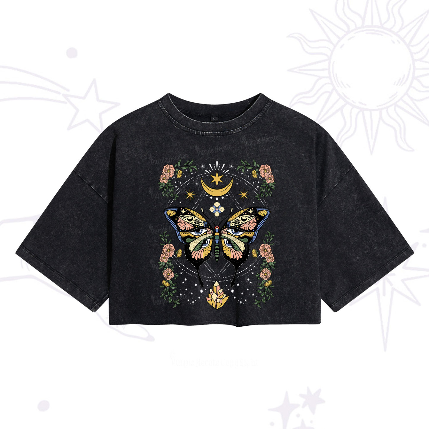 Purplehecate I Am Opening Washed Cropped T-Shirt