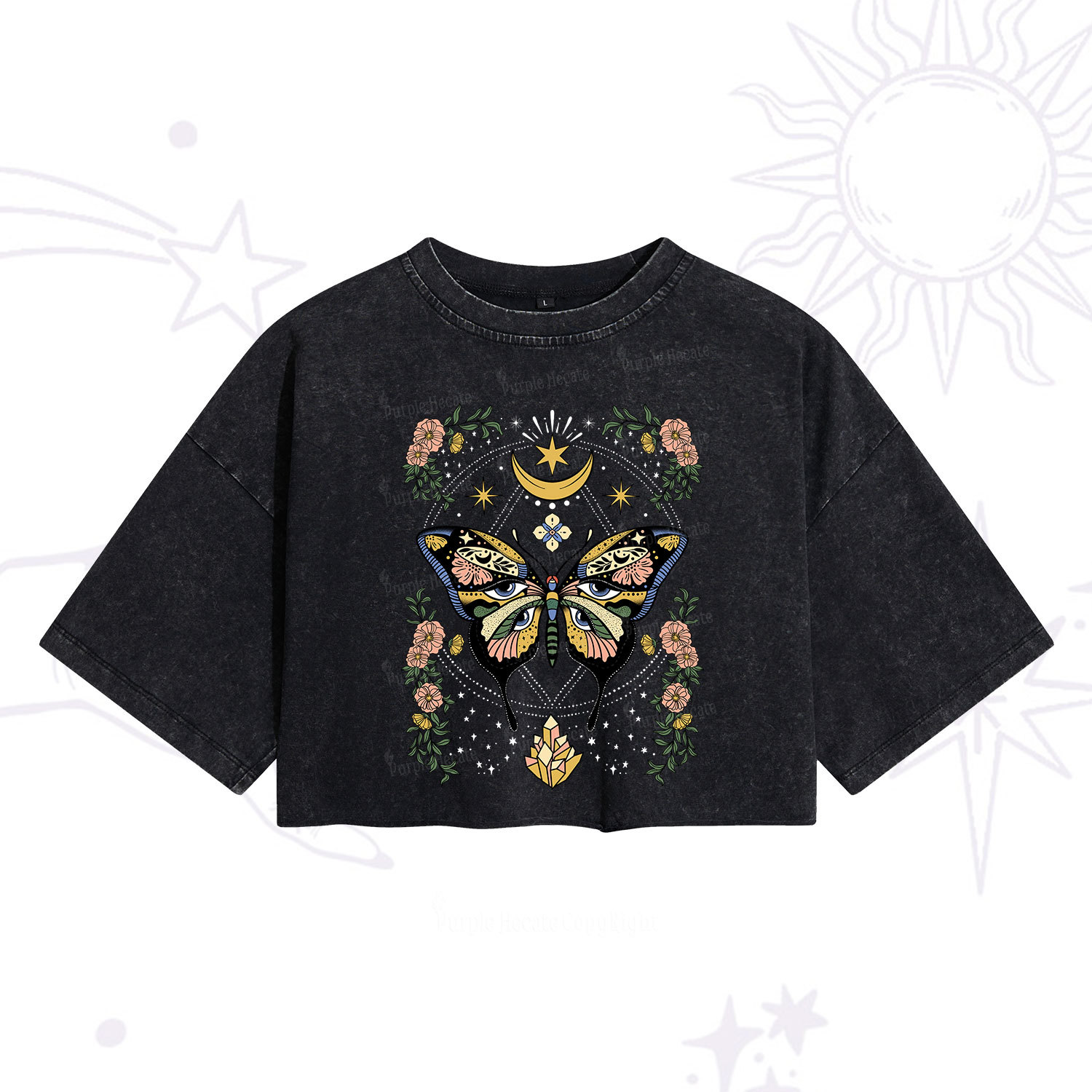 Purplehecate I Am Opening Washed Cropped T-Shirt