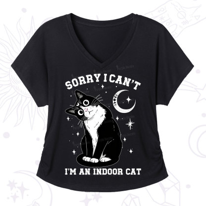 Purplehecate Sorry I Can't Go I'm an Indoor Cat V-Neck T-Shirt