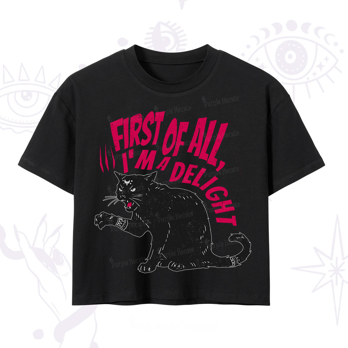 Purplehecate First Of All I'm A Delight Cat Crop T-Shirt