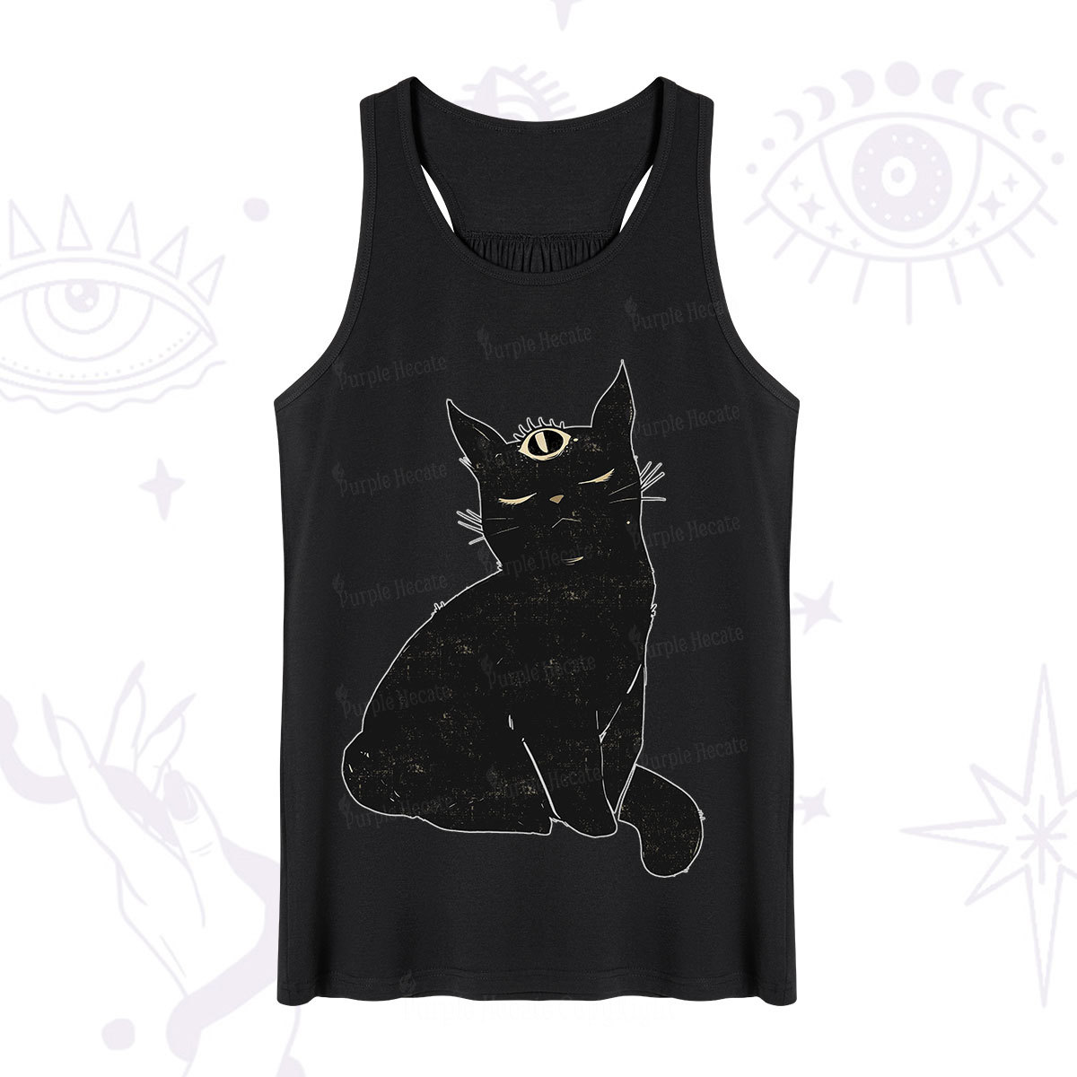 Purplehecate Third Eye Black Cat Tank