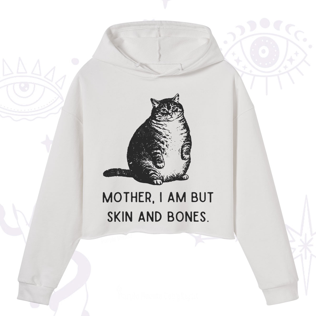 Purplehecate Cat Mother I Am But Skin And Bones Crop Hoodie