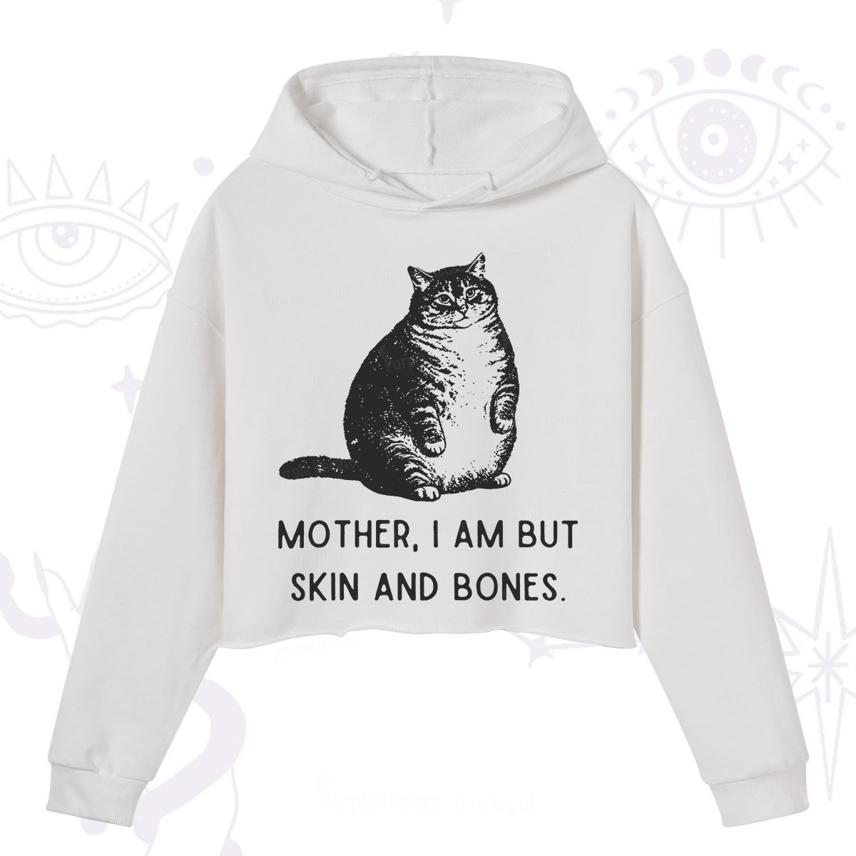 Purplehecate Cat Mother I Am But Skin And Bones Crop Hoodie