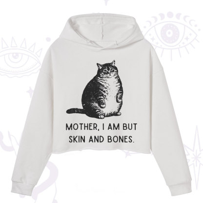 Purplehecate Cat Mother I Am But Skin And Bones Crop Hoodie