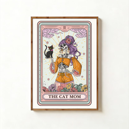 Purplehecate The Skeleton Cat Mom Tarot Card Unframed Poster
