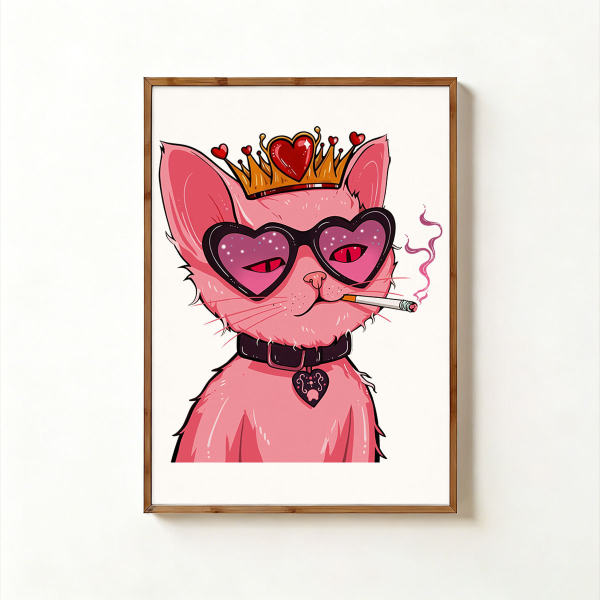 Purplehecate Bad Attitude Pink Cat Smoking Queen Unframed Poster