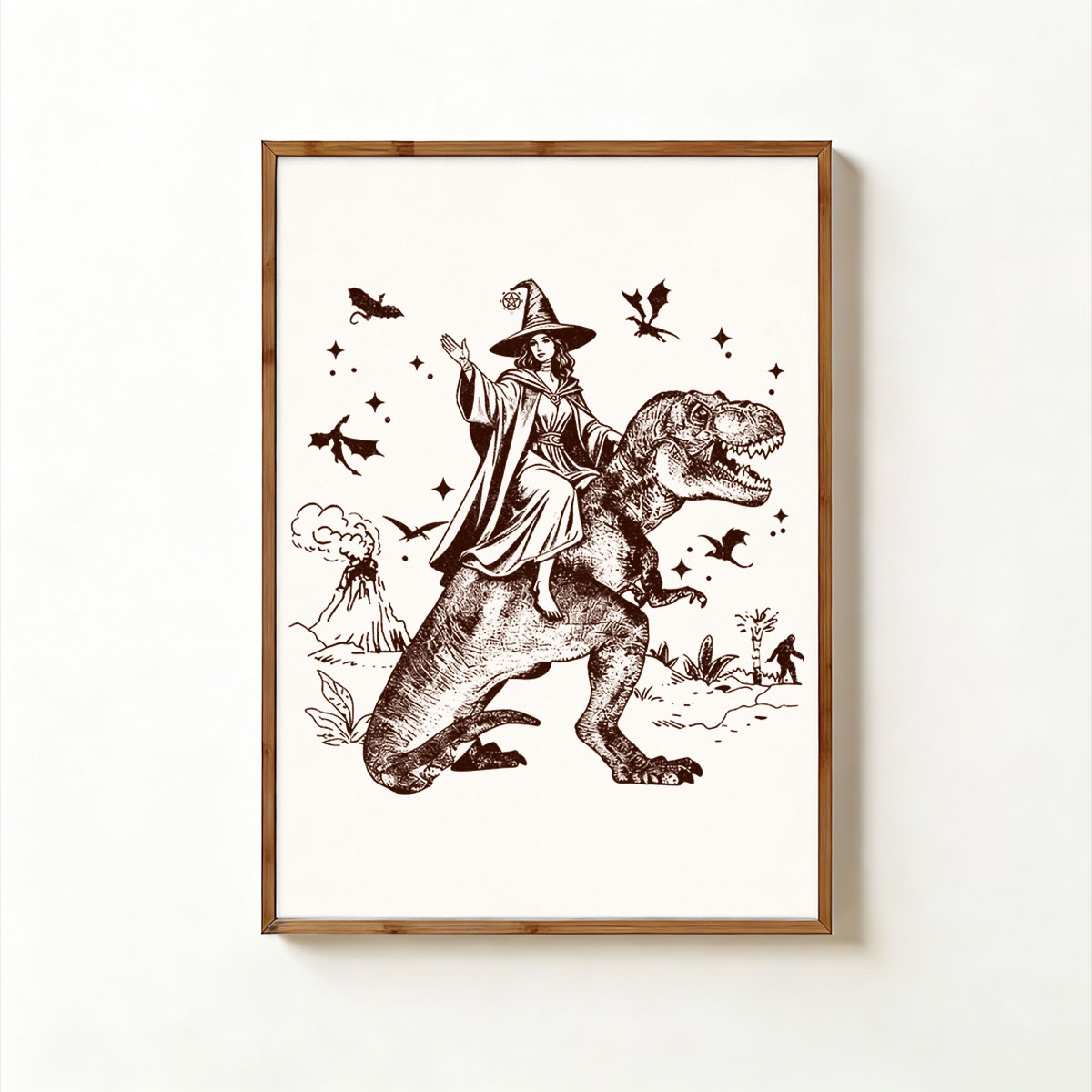 Purplehecate Witch Riding Dino Unframed Poster