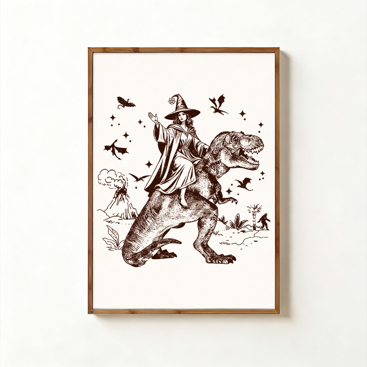 Purplehecate Witch Riding Dino Unframed Poster
