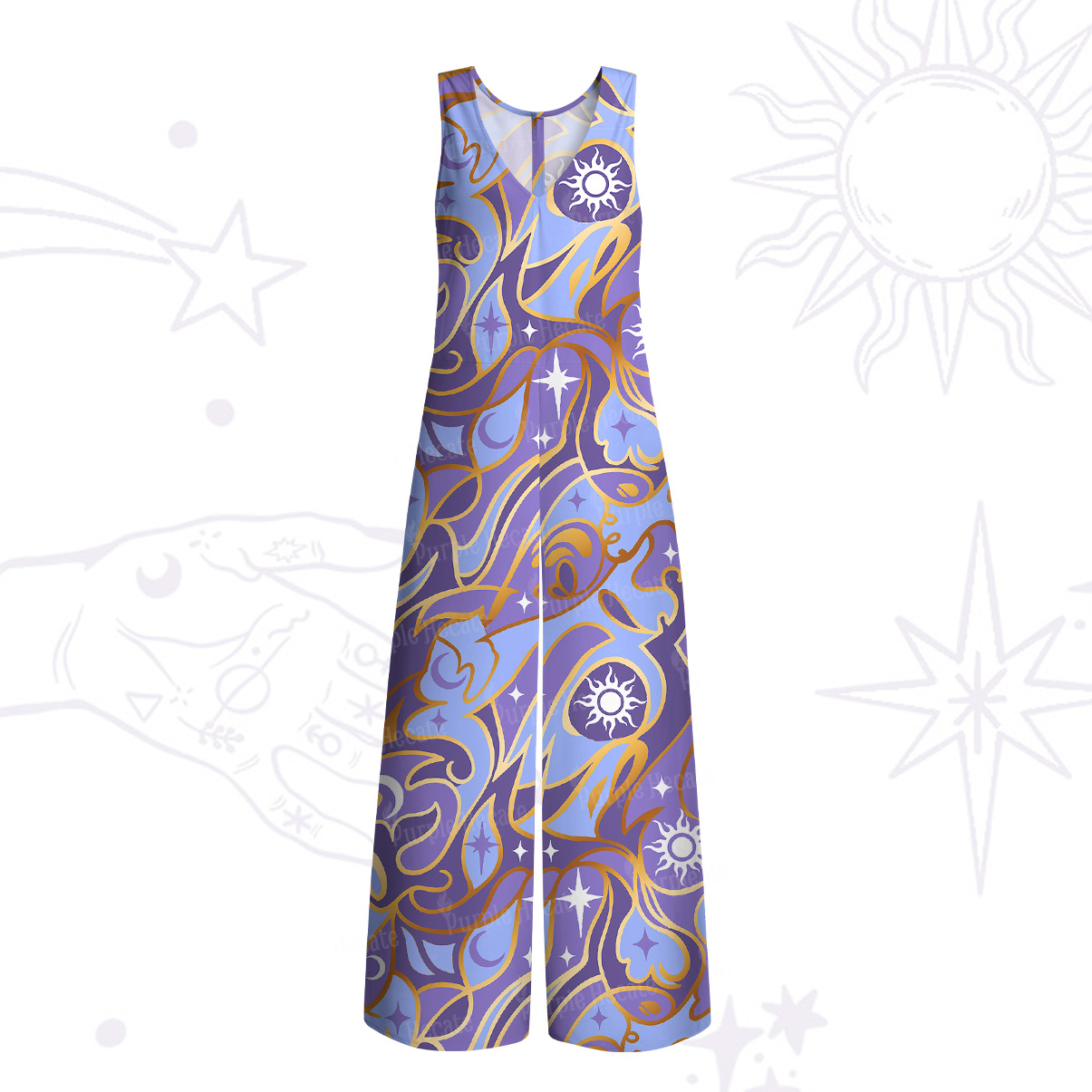 Purplehecate Divination Night Print Wide Leg Jumpsuit