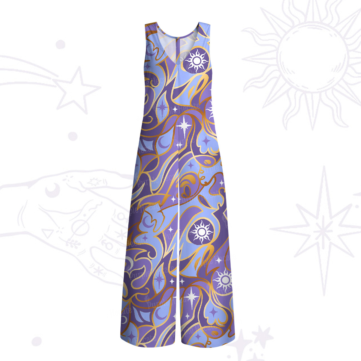 Purplehecate Divination Night Print Wide Leg Jumpsuit