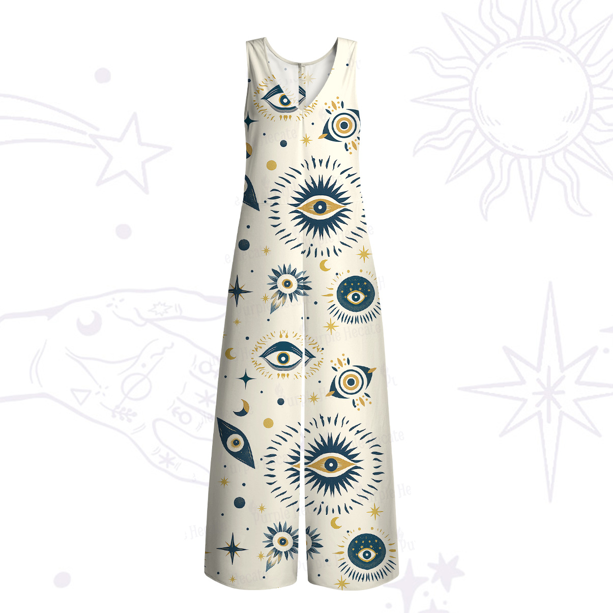 Purplehecate Sun Eye Wide Leg Jumpsuit