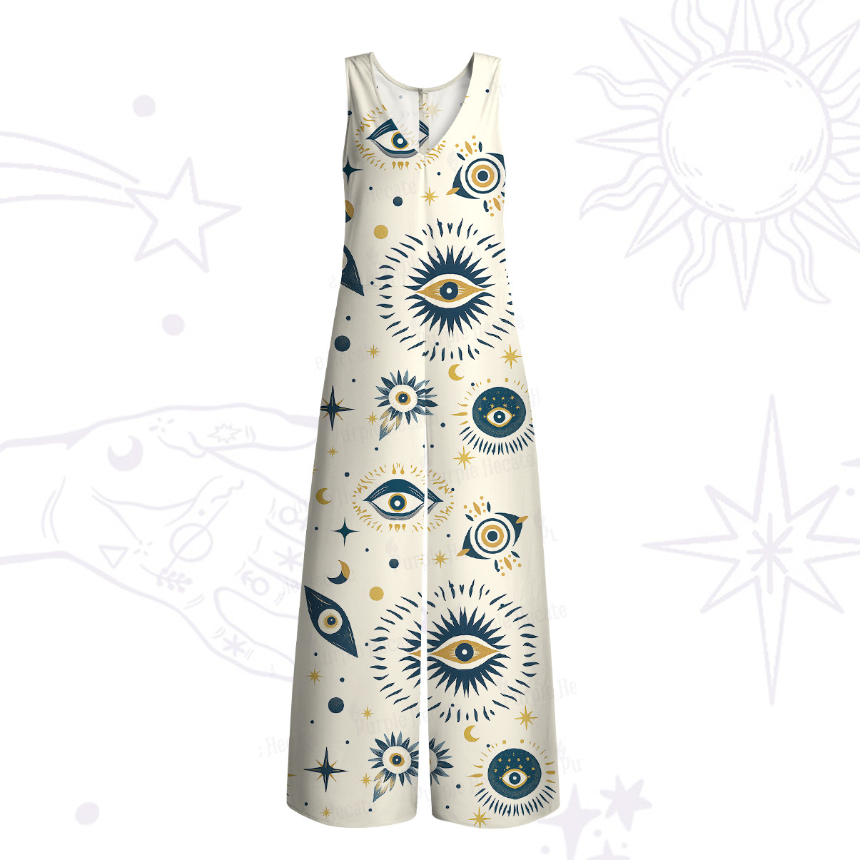 Purplehecate Sun Eye Wide Leg Jumpsuit