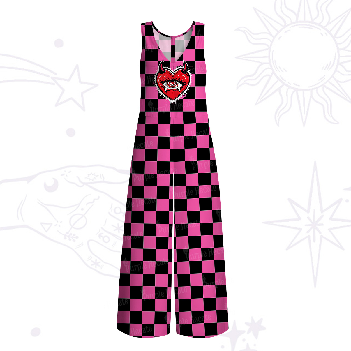 Purplehecate Heart of a Demon Wide Leg Jumpsuit