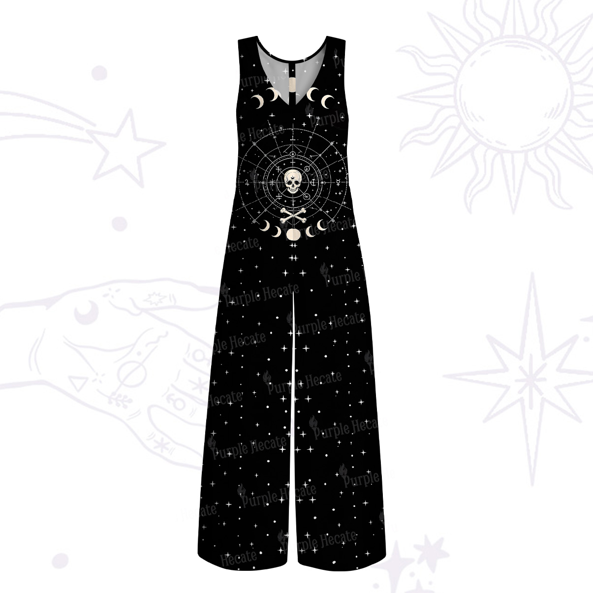 Purplehecate Coven of the Skull Moon Wide Leg Jumpsuit