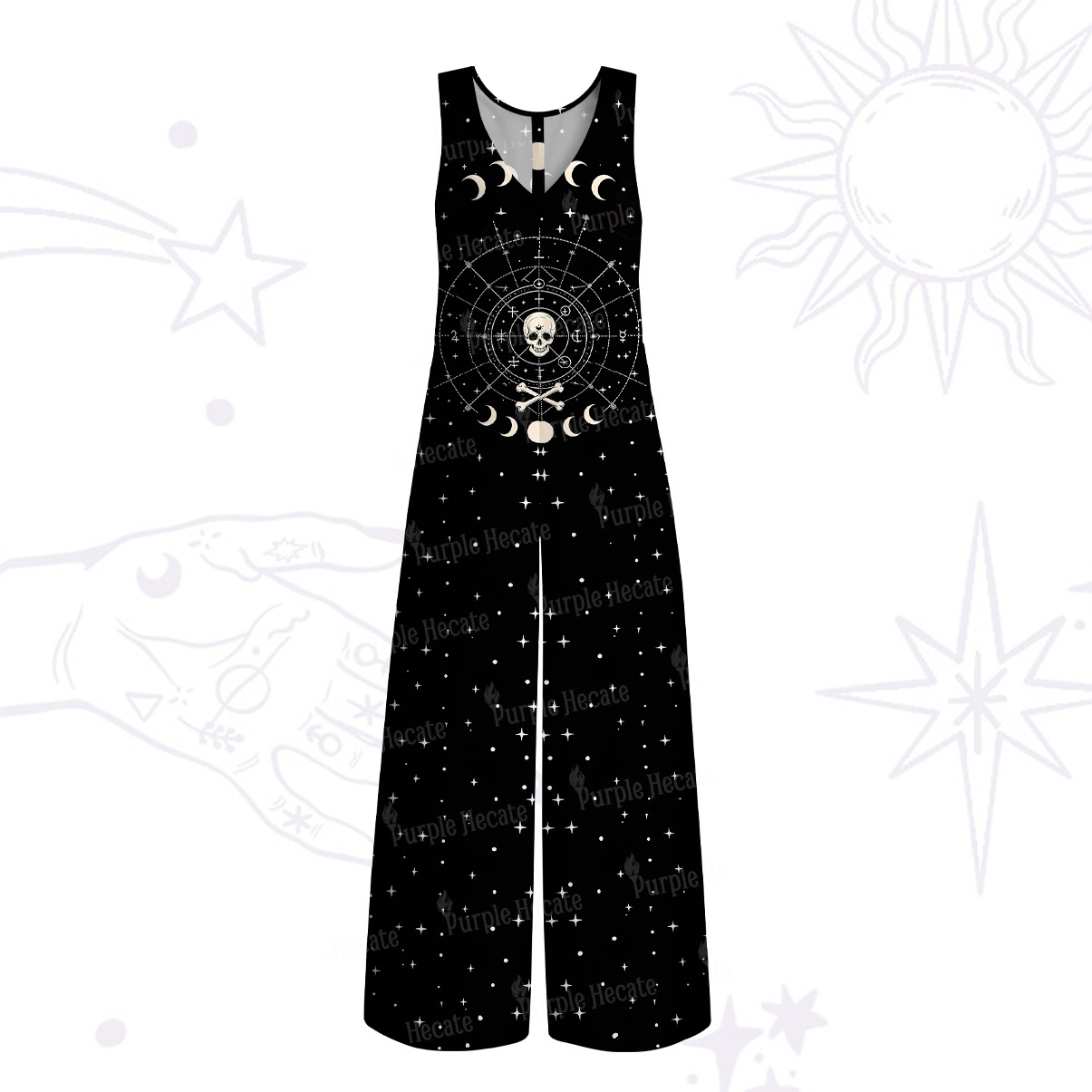 Purplehecate Coven of the Skull Moon Wide Leg Jumpsuit