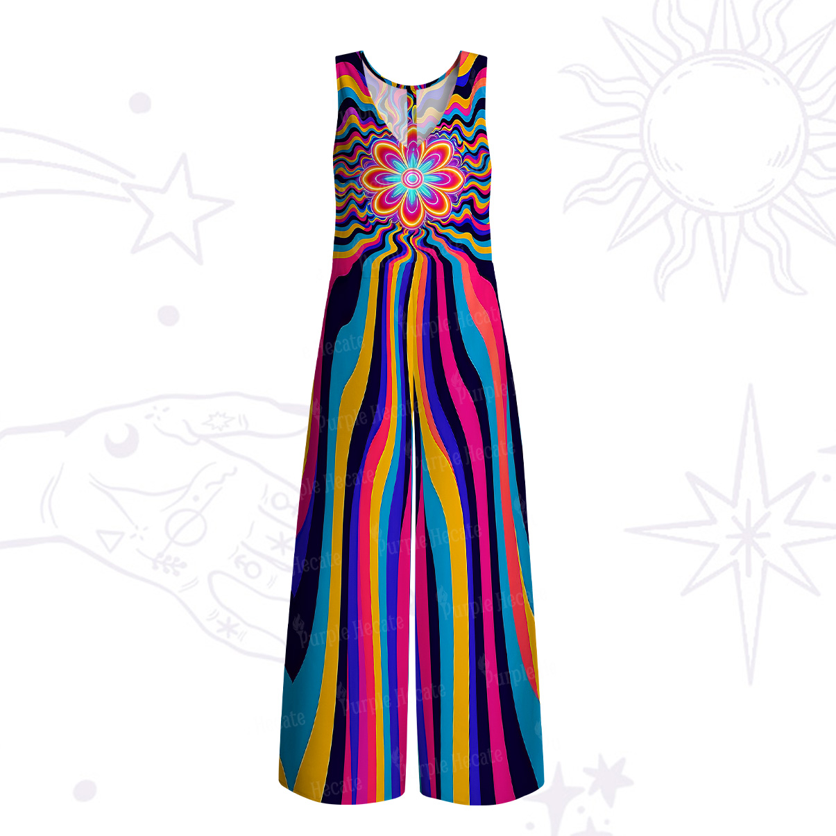 Purplehecate Psychedelic Bloom Wide Leg Jumpsuit