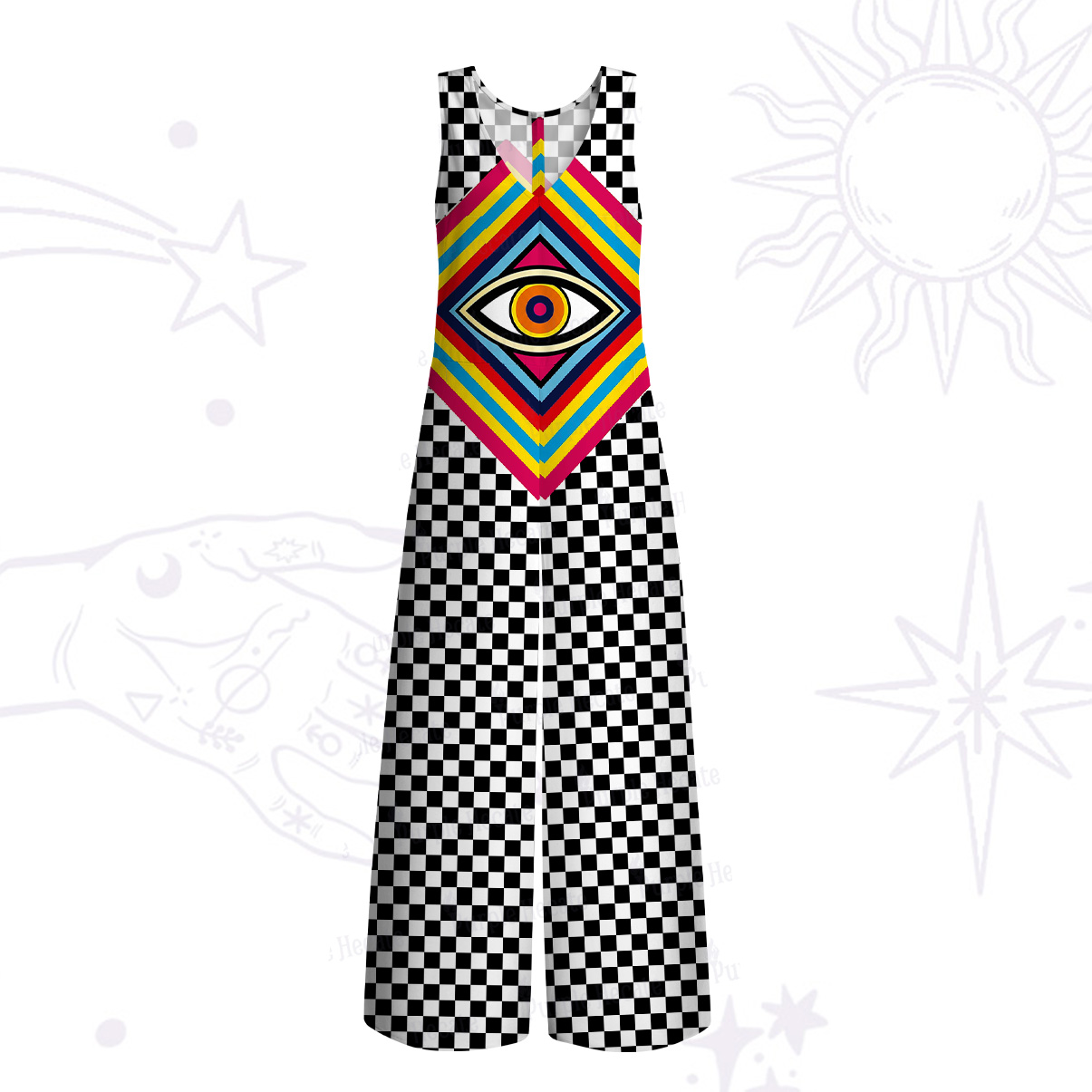 Purplehecate Eye of Illusion Wide Leg Jumpsuit